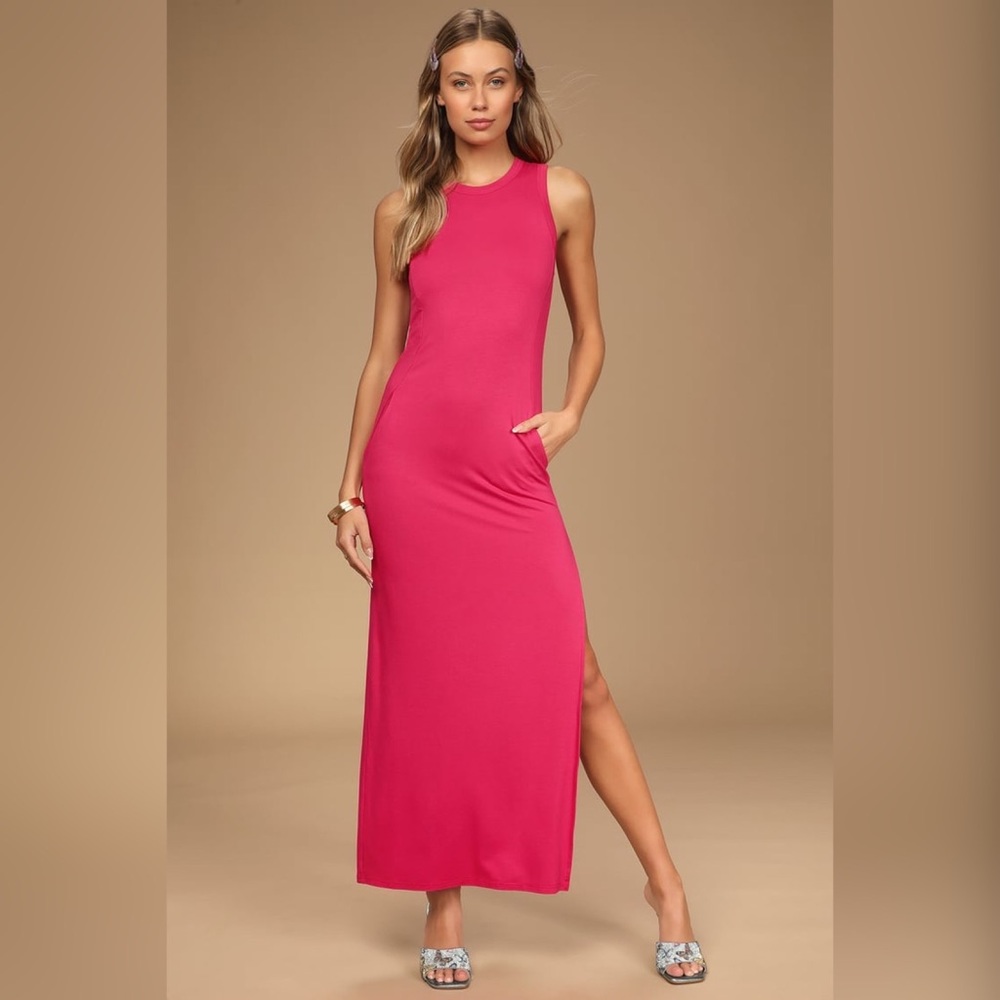 Magenta Sleeveless Maxi Dress With Pockets - Never Worn Size S